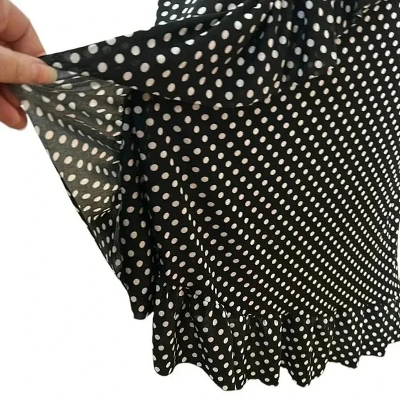 Vtg Faux wrap ,flare,ruffle skirt,NWT, polka dots,B&W,festival,gypsy,cottagecore - Picture 11 of 15